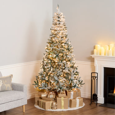 7.5 ft. Pre-Lit Acacia Flocked Tree with Clear Lights