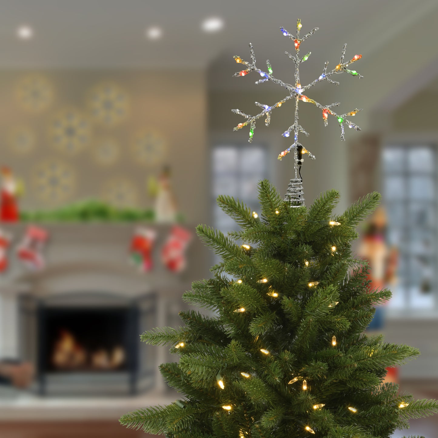 14.5 in. Snowflake Tree Top for Artificial Trees with Dual Color Lights