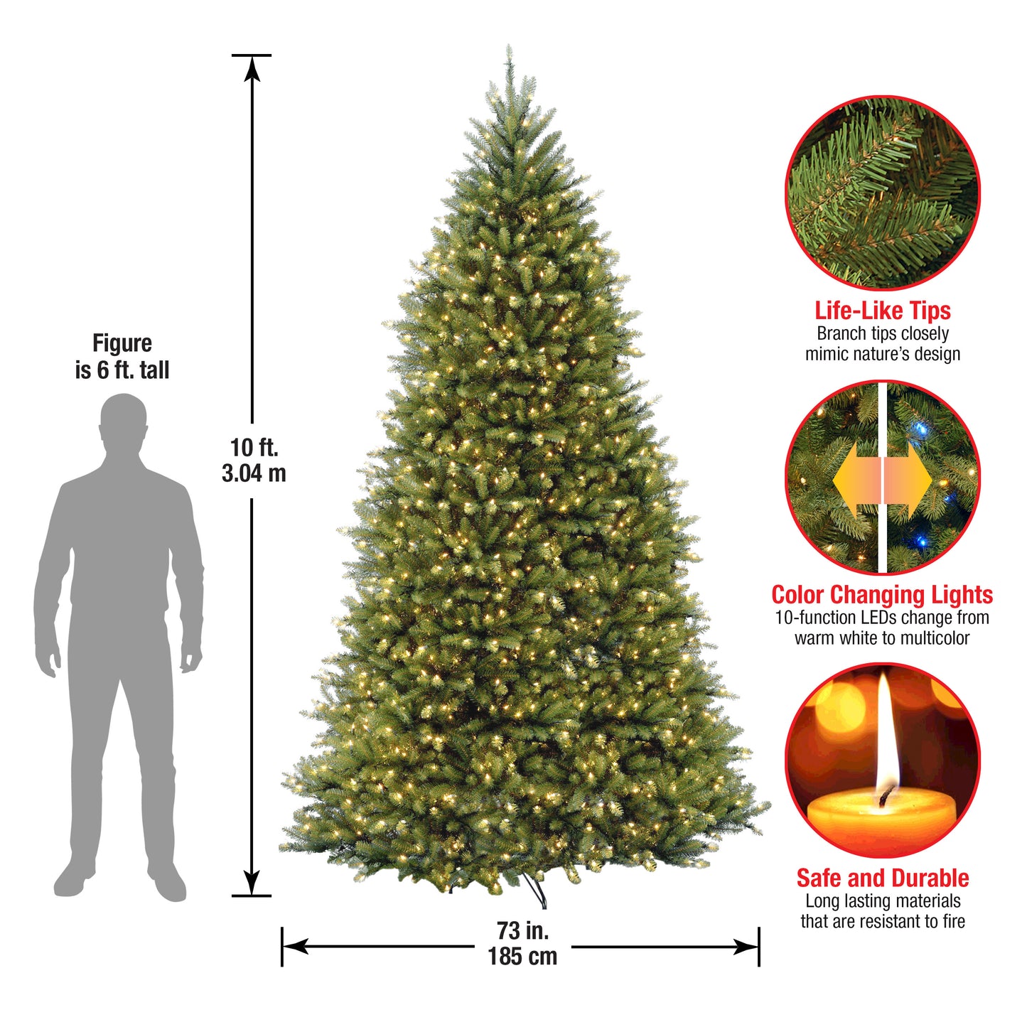 10 ft. Pre-Lit Dunhill Fir Tree with PowerConnect Dual Color LED Lights