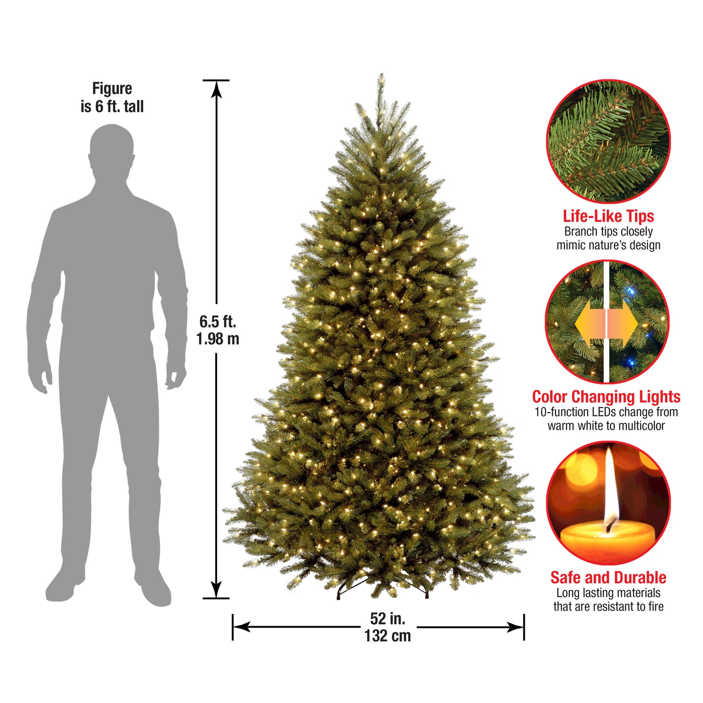6.5 ft. Pre-Lit Dunhill Fir with PowerConnect Dual Color LED Lights