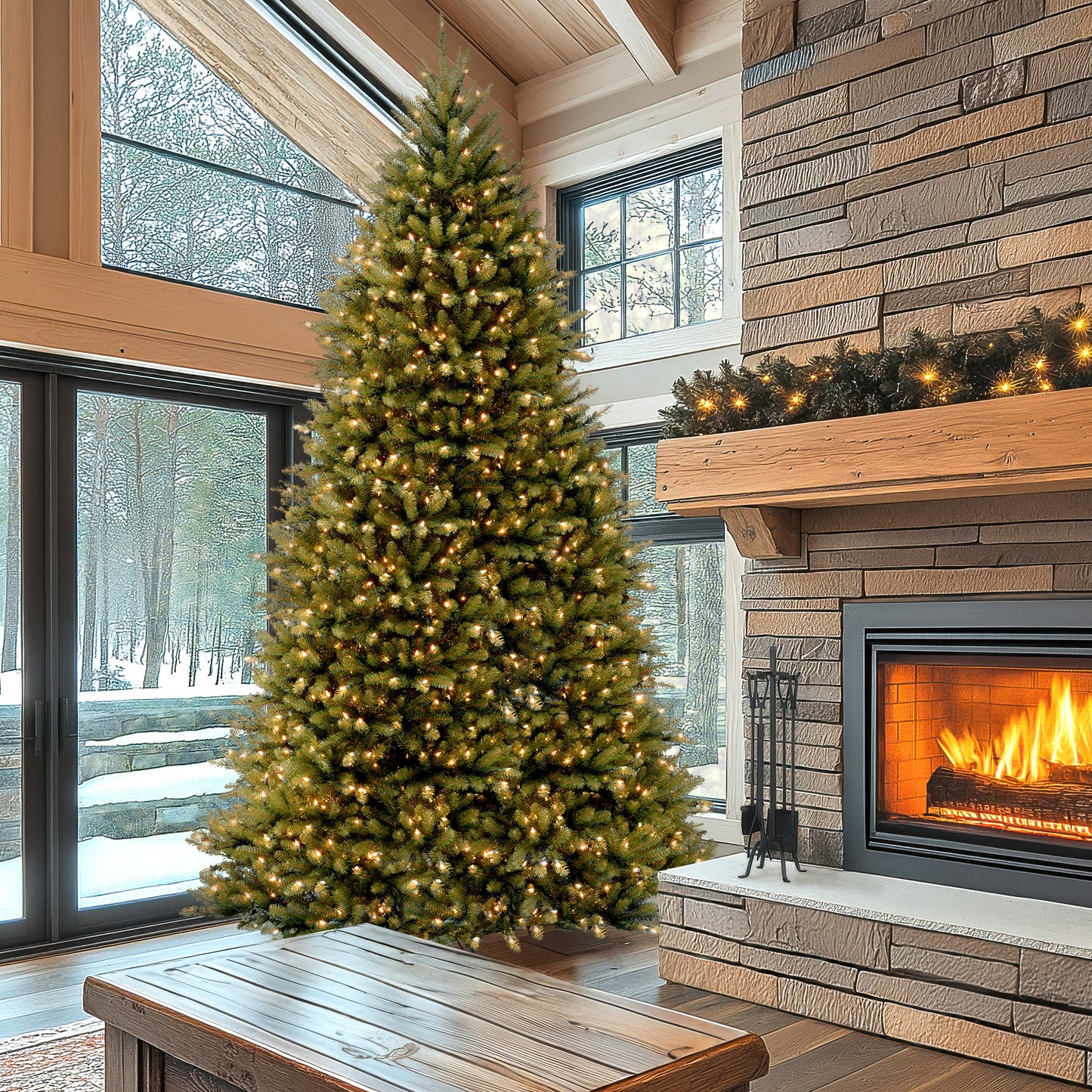 12 ft. Pre-Lit Dunhill Fir Tree with PowerConnect Dual Color LED Lights