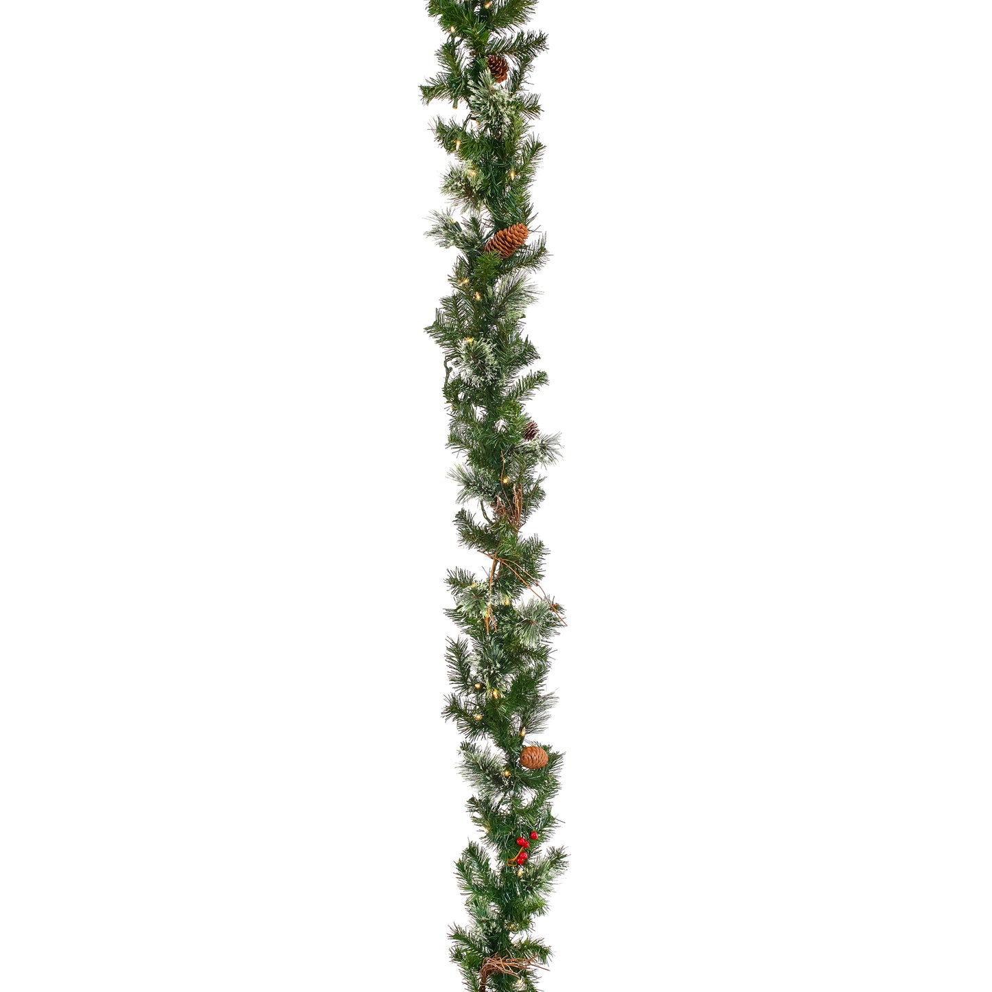 9 ft. Pre-Lit Glistening Pine Garland with Clear Lights