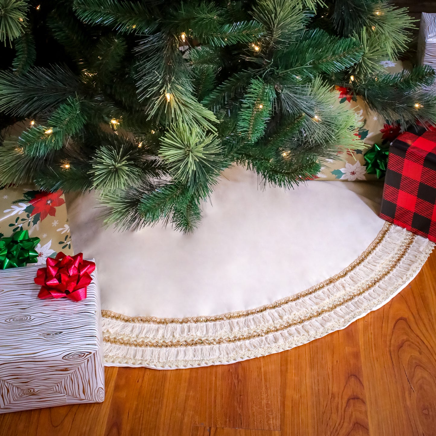 52 in. HGTV Home Collection Fringe Detail Tree Skirt, Off White