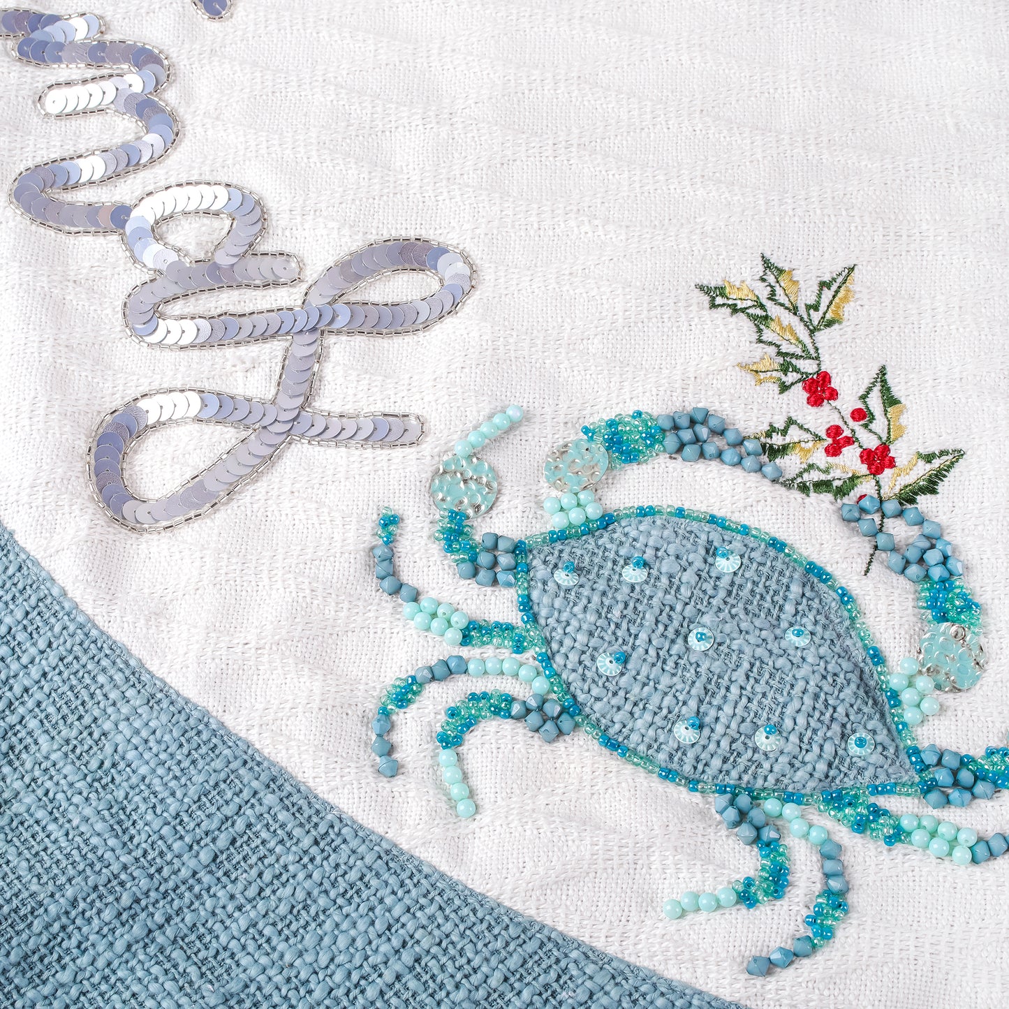 52 in. HGTV Home Collection Embroidered Coastal Colors Tree Skirt