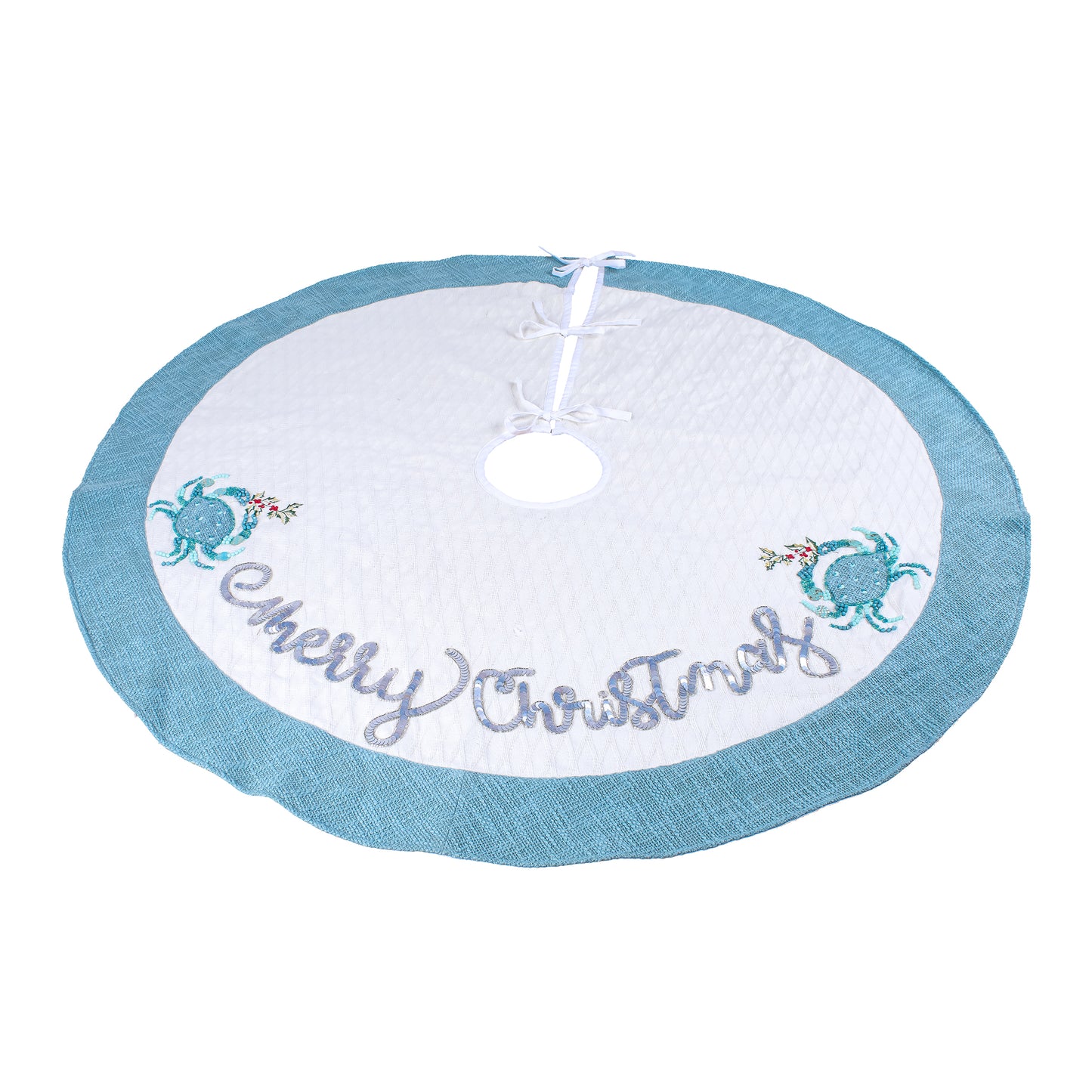 52 in. HGTV Home Collection Embroidered Coastal Colors Tree Skirt