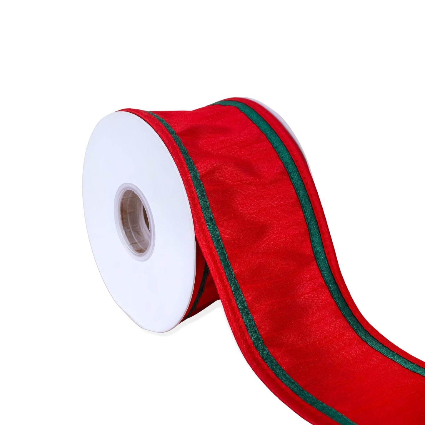 3 in. HGTV Home Collection Dupioni Double-Sided Ribbon, Red & Green
