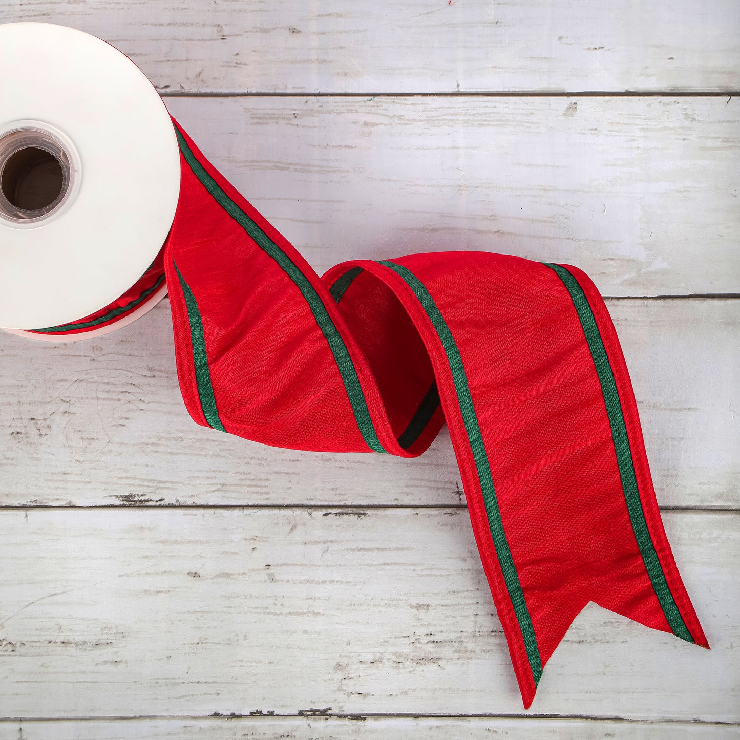 3 in. HGTV Home Collection Dupioni Double-Sided Ribbon, Red & Green