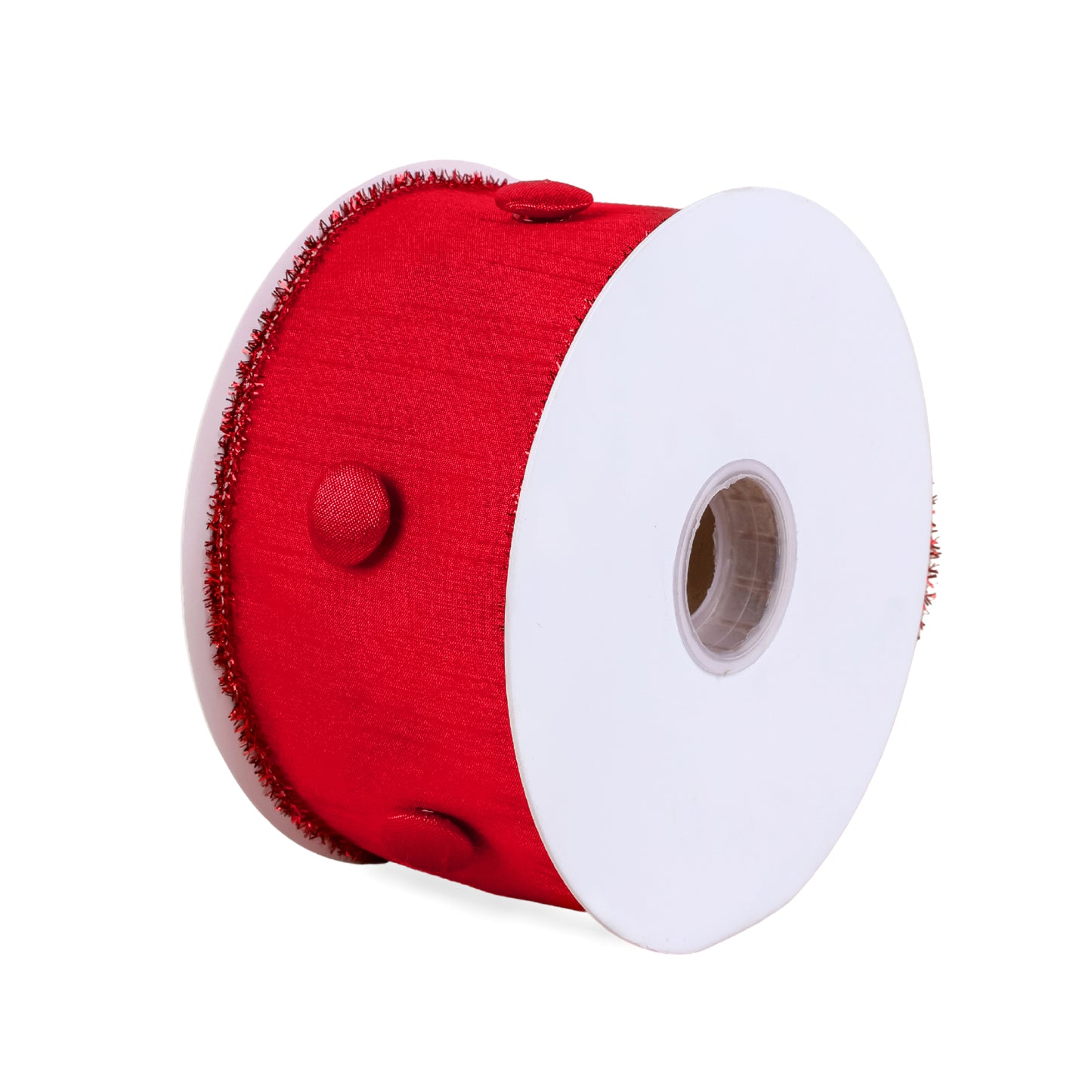 3 in. HGTV Home Collection Dupioni Button Ribbon, Red
