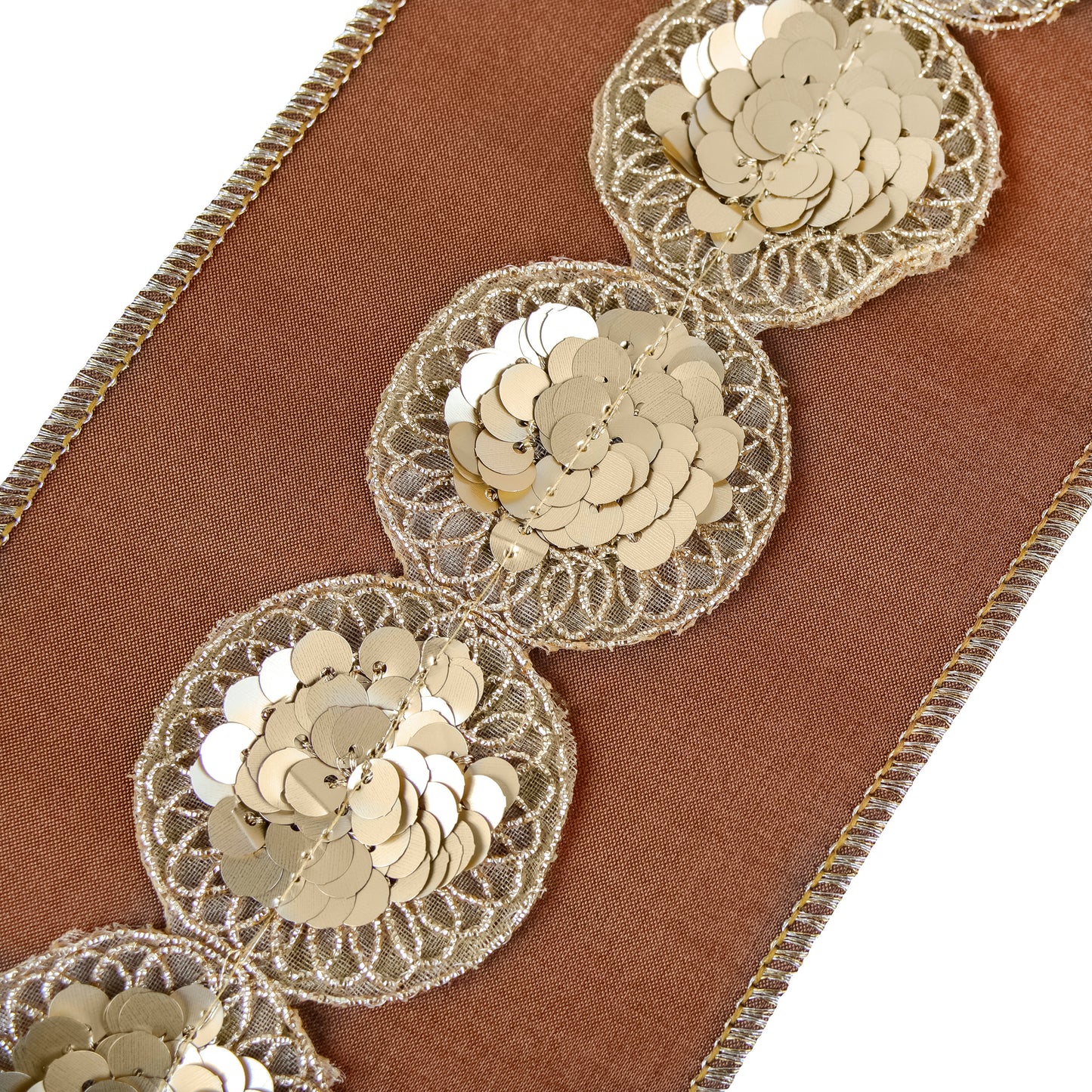 4 in. HGTV Home Collection Sequin Beaded Taffeta Ribbon, Brown