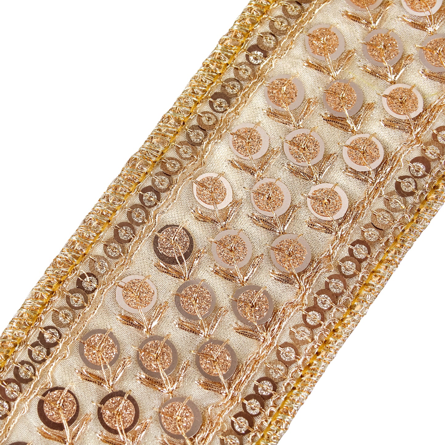 2.5 in. HGTV Home Collection Dupioni Gold Beaded Ribbon