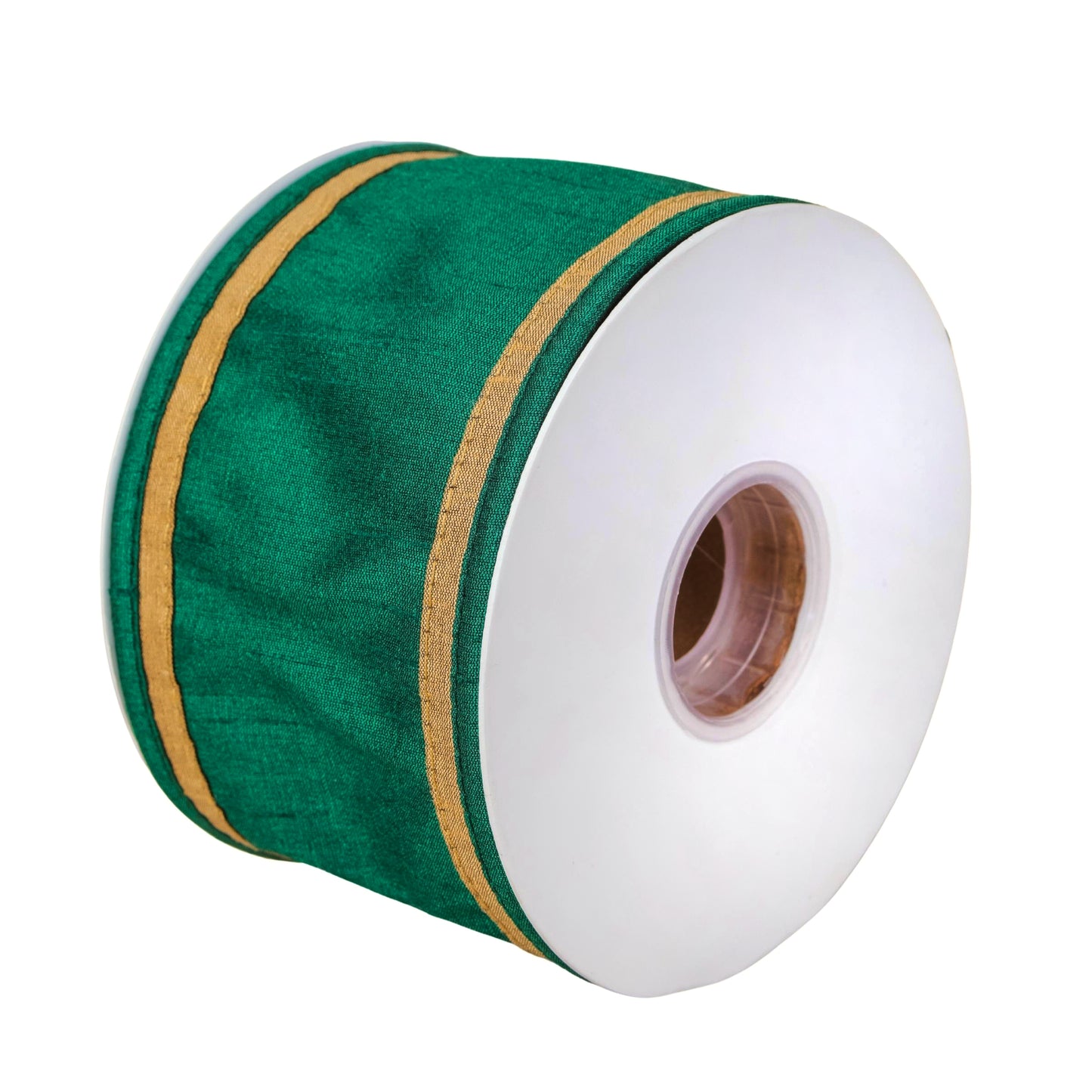 3 in. HGTV Home Collection Dupioni Double-Sided Ribbon, Green & Gold