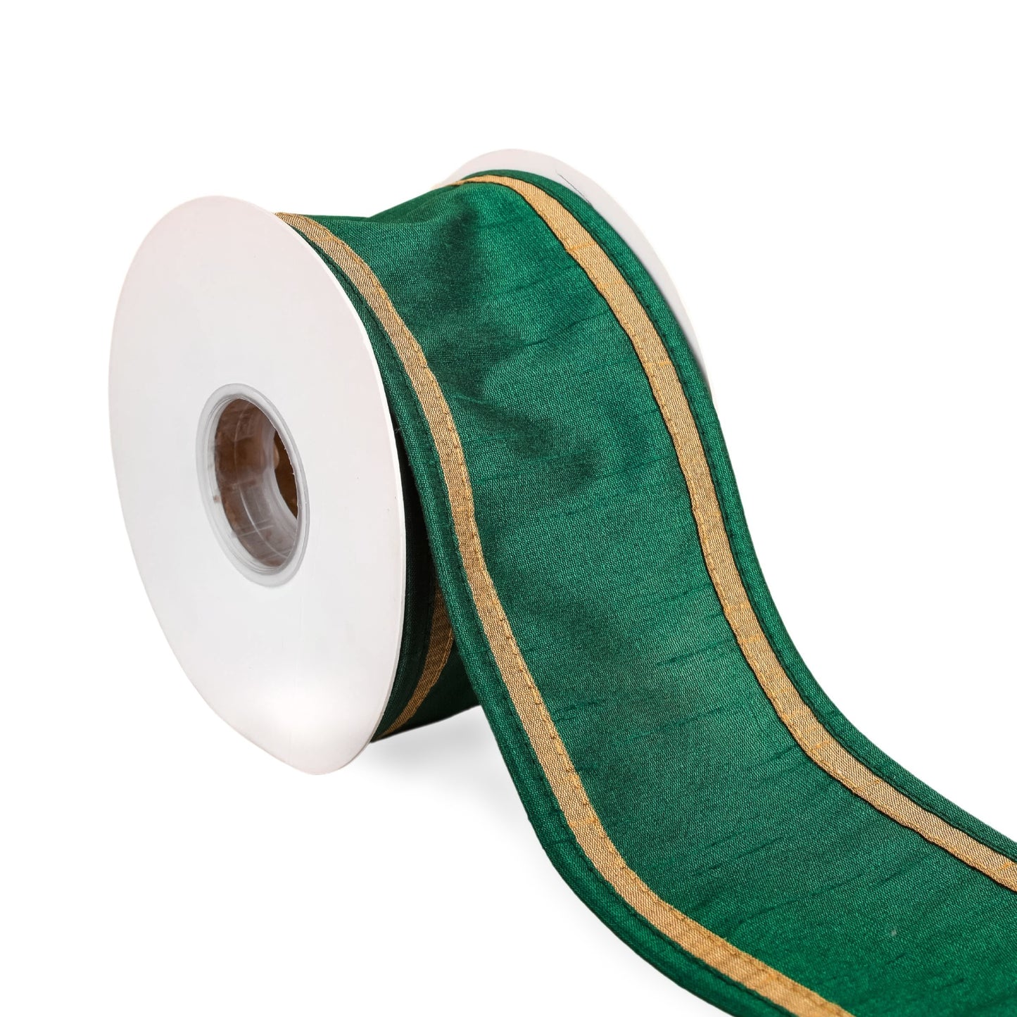 3 in. HGTV Home Collection Dupioni Double-Sided Ribbon, Green & Gold