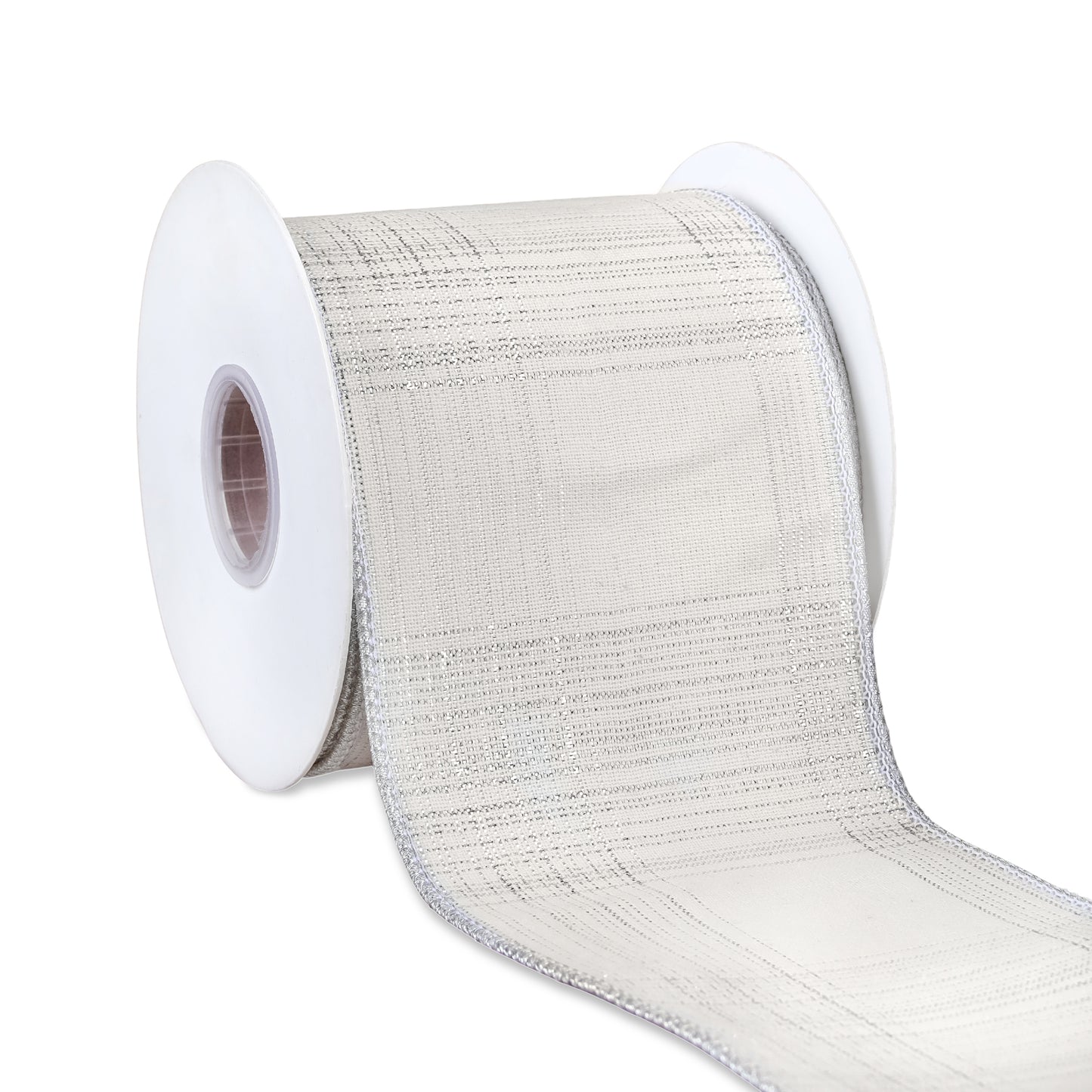 3 in. HGTV Home Collection Double-Fused Silver Plaid Ribbon
