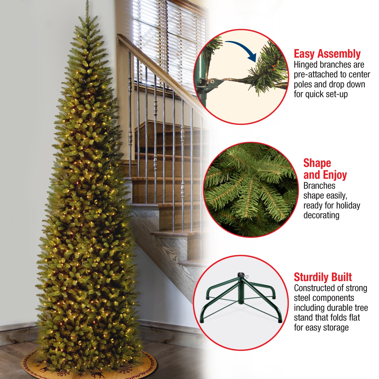 10 ft. Pre-Lit Kingswood Fir Pencil Slim Tree with Clear Lights