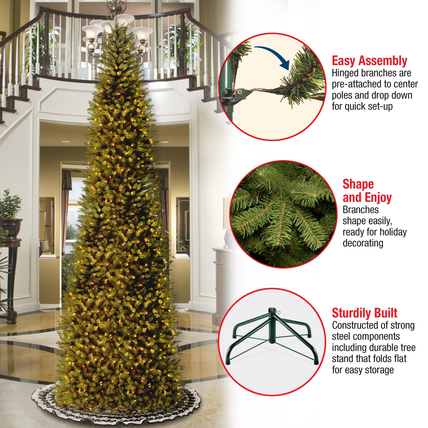 14 ft. Pre-Lit Kingswood Fir Pencil Tree with Clear Lights