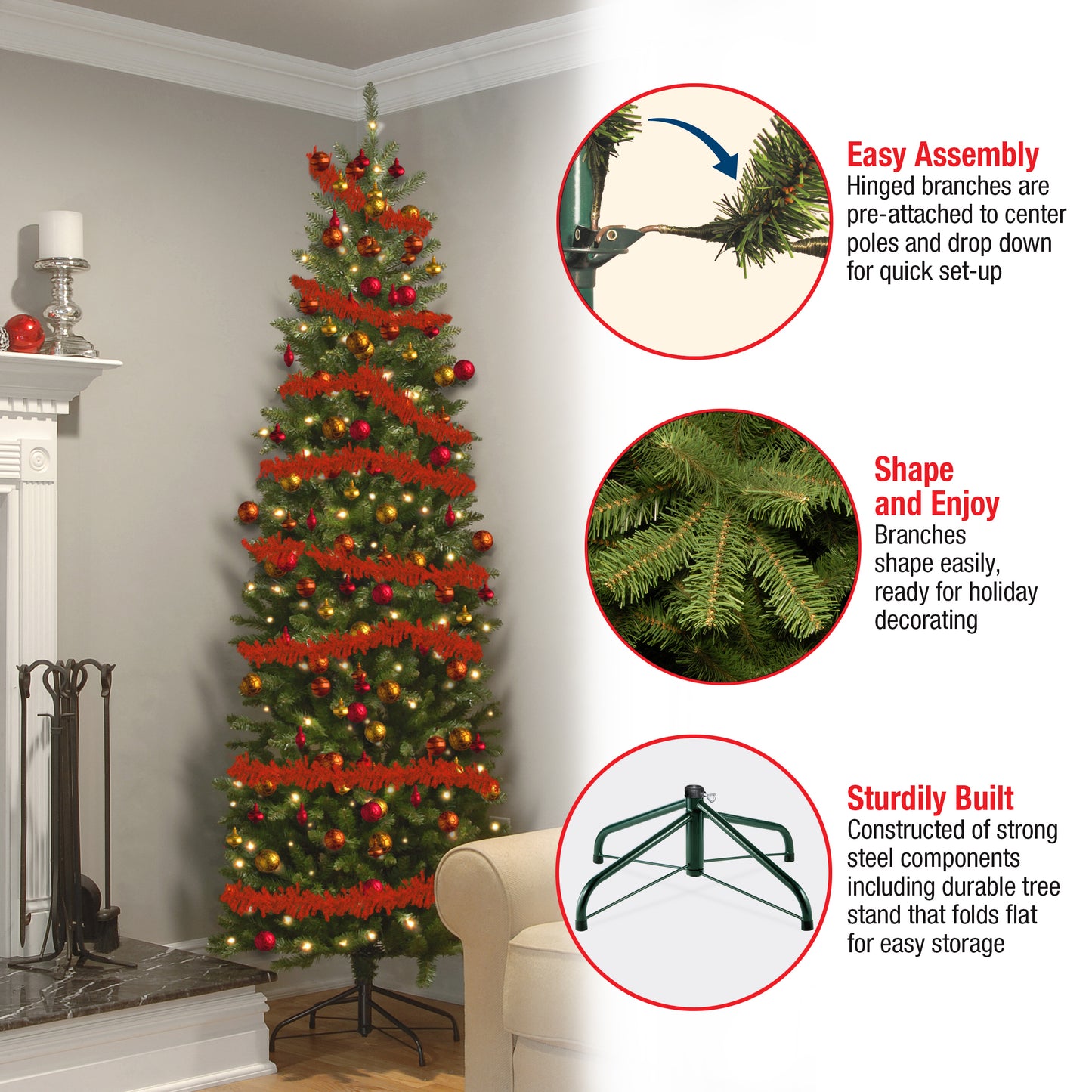 6.5 ft. Pre-Lit Kingswood Fir Pencil Tree with Clear Lights