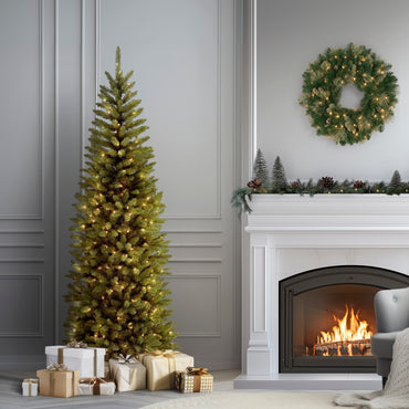 6.5 ft. Pre-Lit Kingswood Fir Pencil Tree with Clear Lights