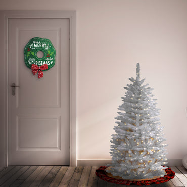 4.5 ft. Pre-Lit Kingswood Fir White Pencil Tree with Clear Lights