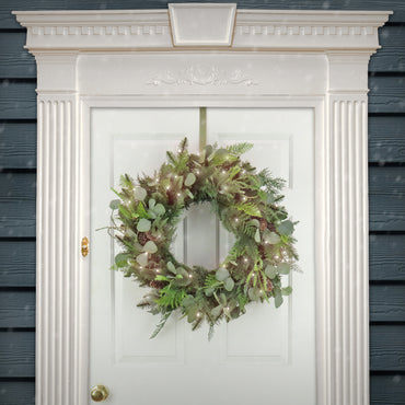 30 in. Pre-Lit North Conway Wreath with Warm White LED Lights