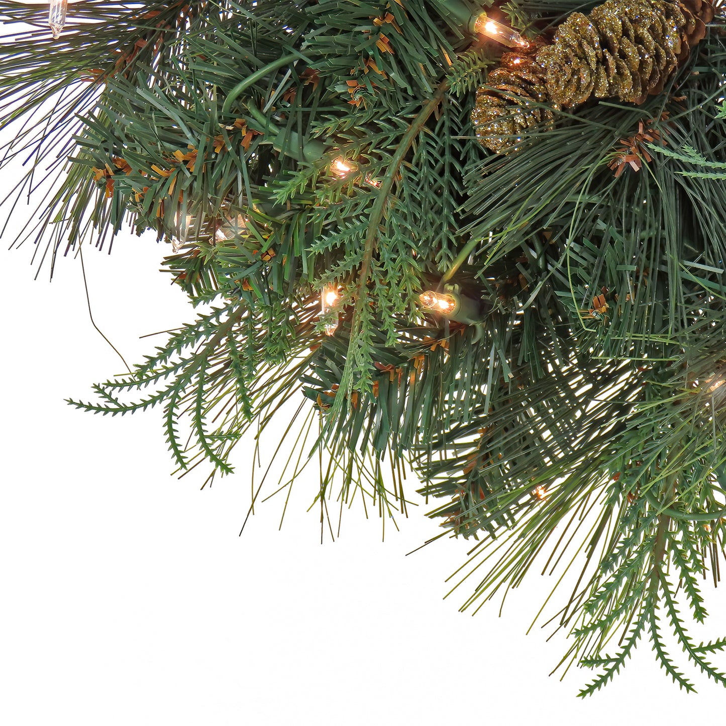30 in. Pre-Lit North Conway Wreath with Warm White LED Lights