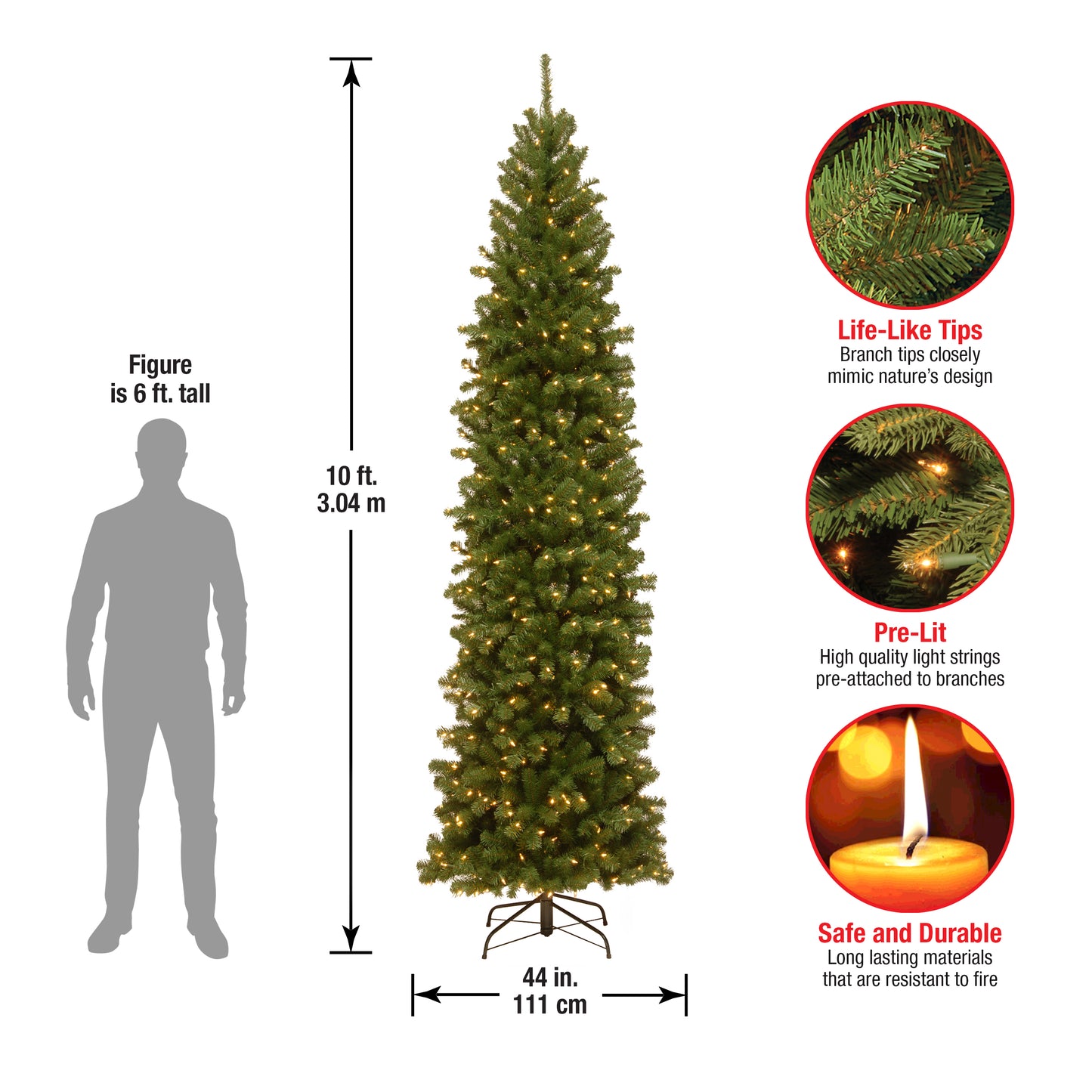 10 ft. Pre-Lit North Valley Spruce Pencil Slim Tree with Clear Lights