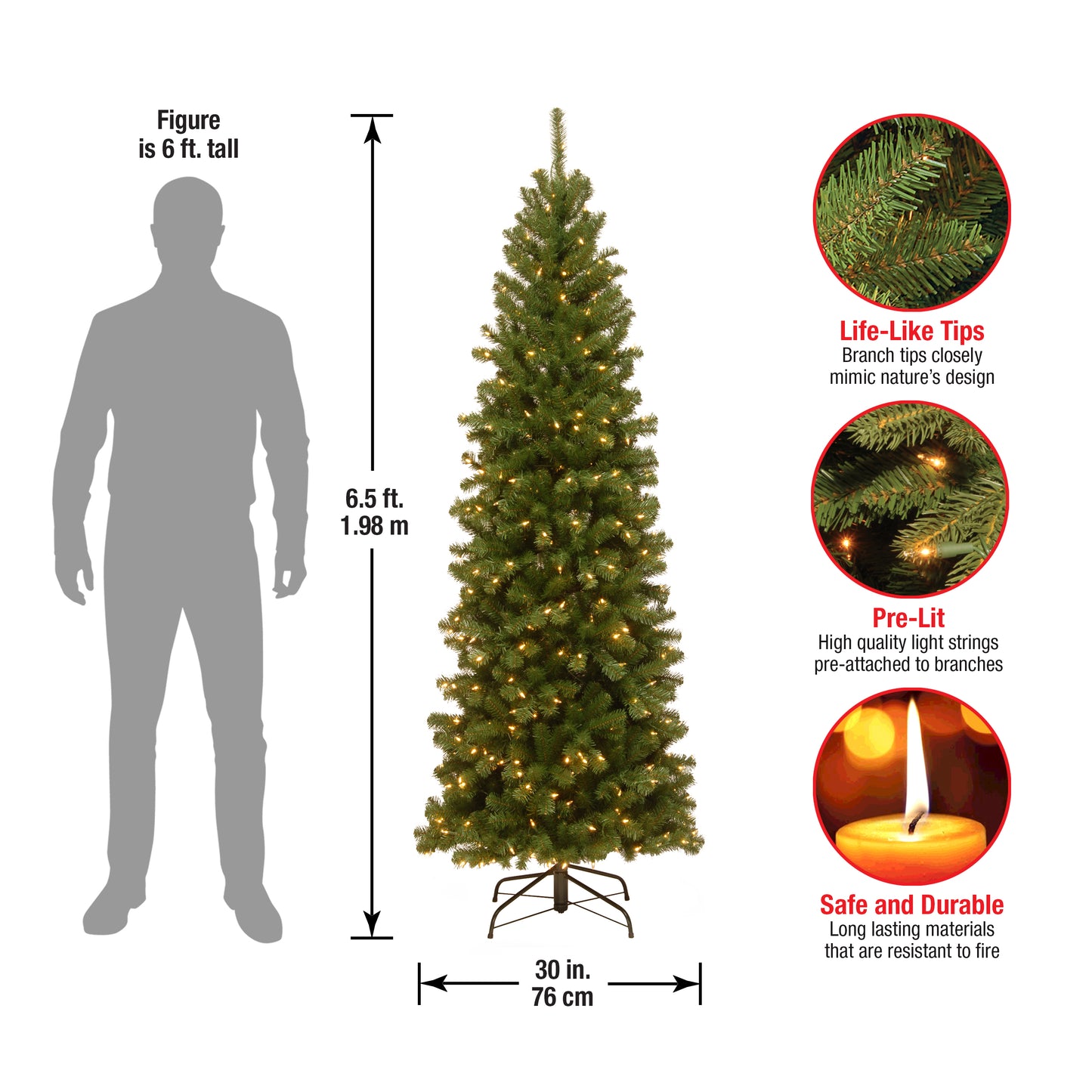 6.5 ft. Pre-Lit North Valley Spruce Pencil Slim Tree with Clear Lights