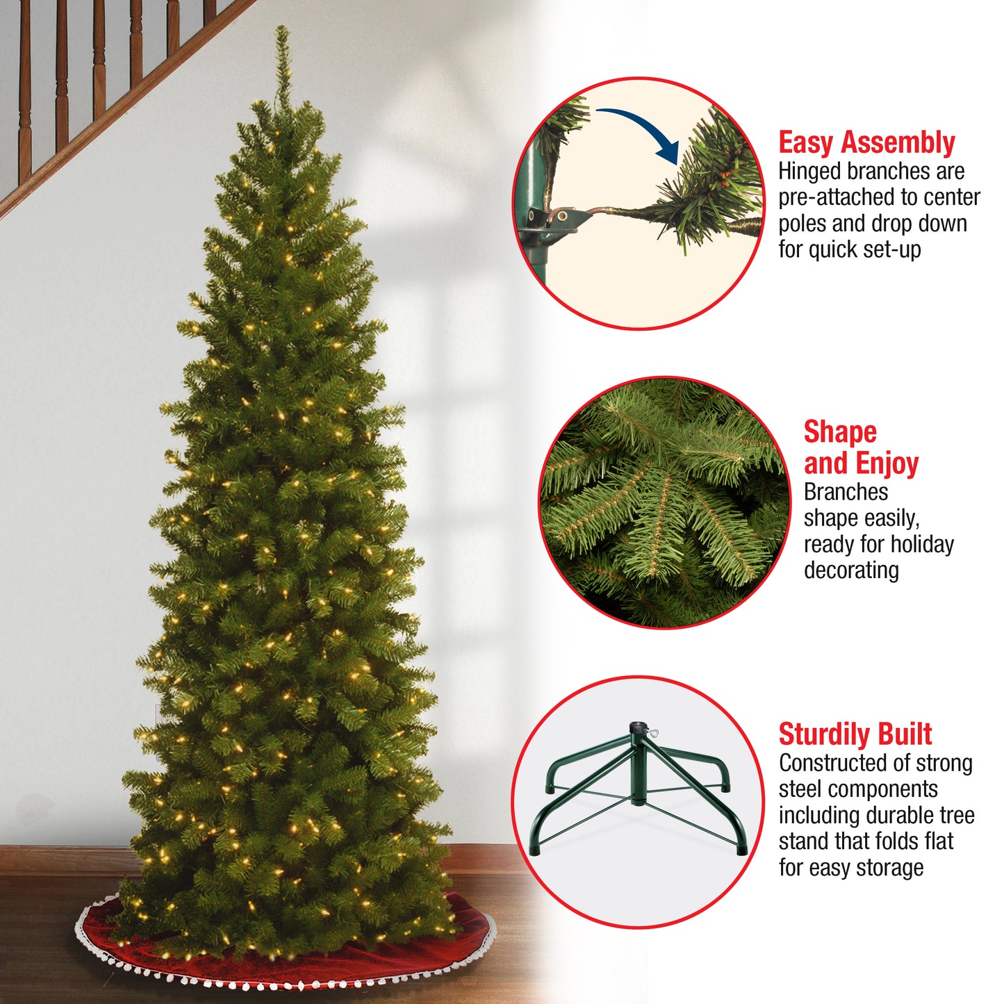 6.5 ft. Pre-Lit North Valley Spruce Pencil Slim Tree with Clear Lights