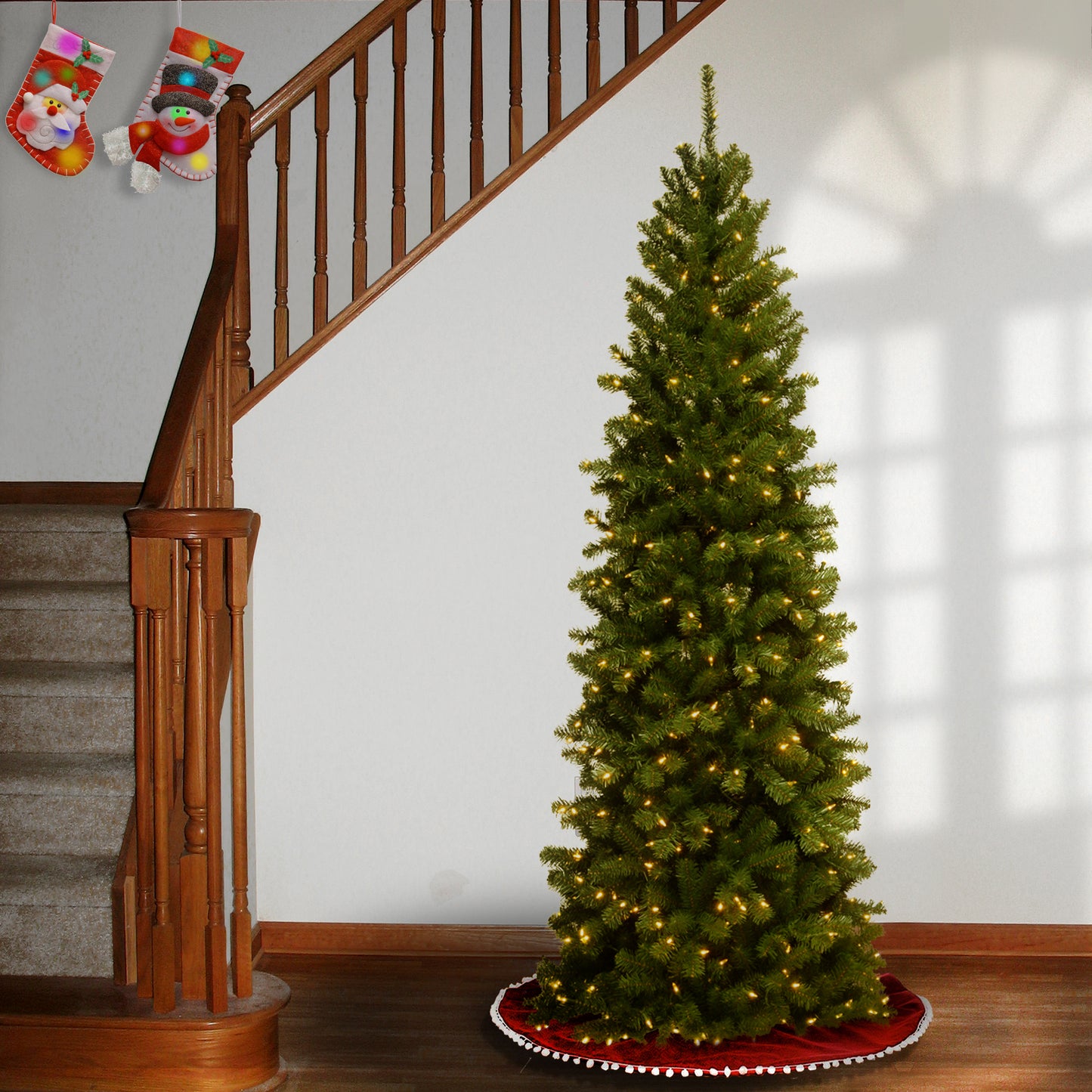7.5 ft. Pre-Lit North Valley Spruce Pencil Slim Tree with Clear Lights