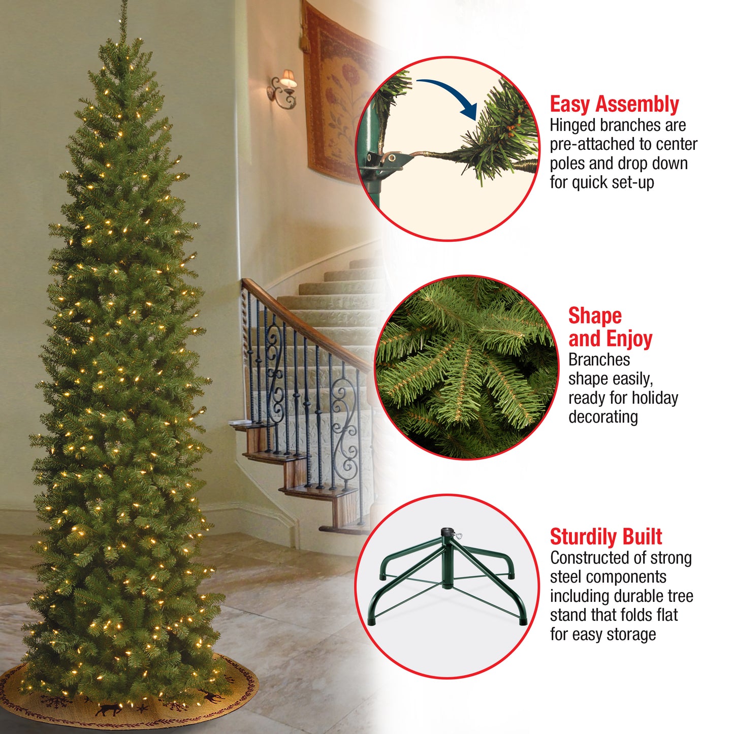 9 ft. Pre-Lit North Valley Spruce Pencil Slim Tree with Clear Lights