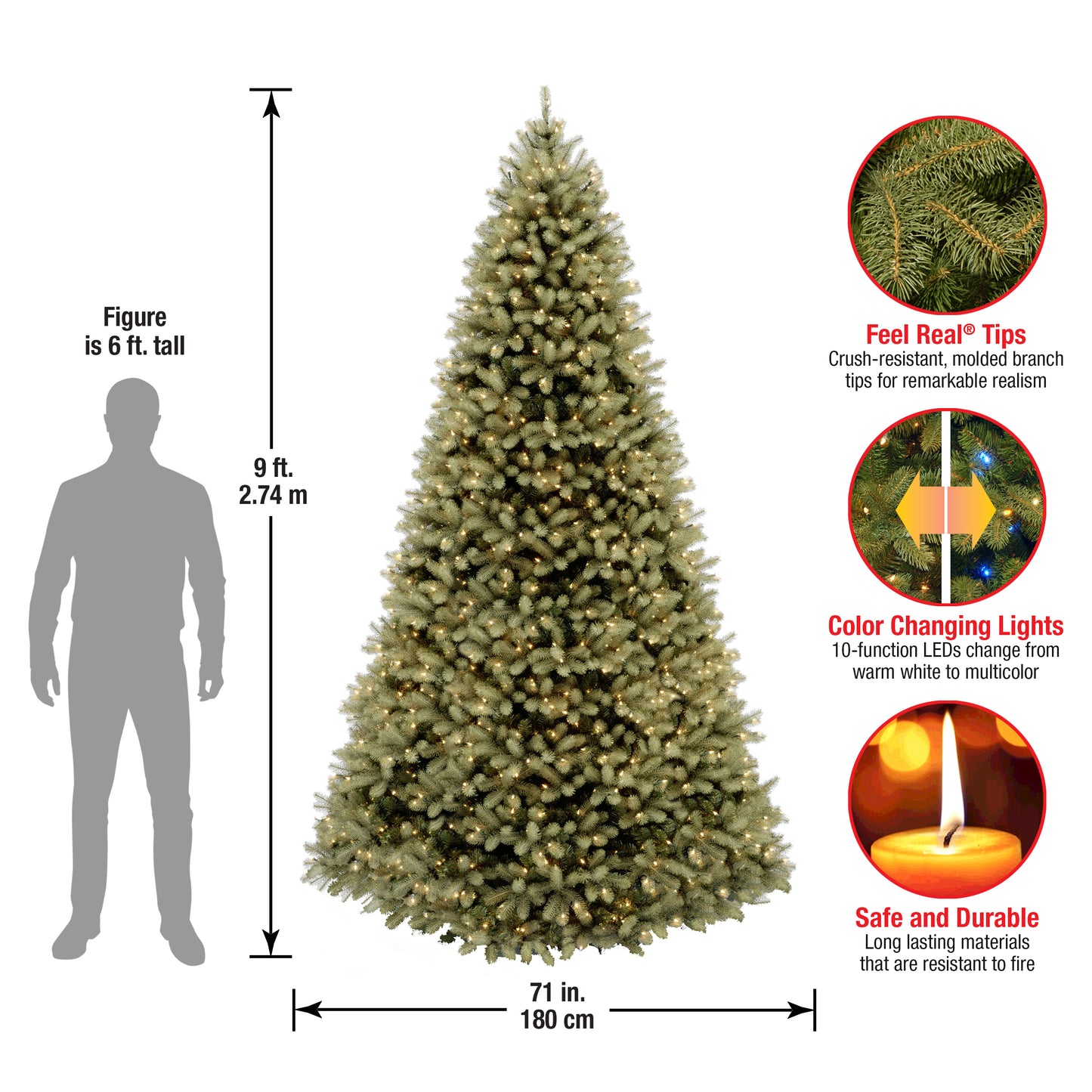 9 ft. Pre-Lit Downswept Douglas Fir Tree with Dual Color LED Lights