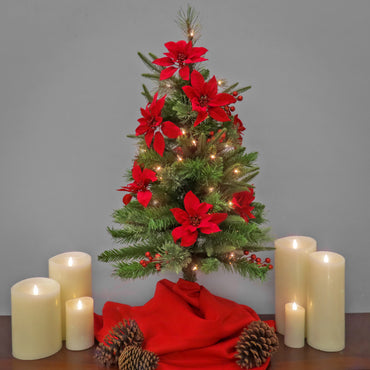 3 ft. Pre-Lit Colonial Pencil Slim Tree with Clear Lights, Plug-In