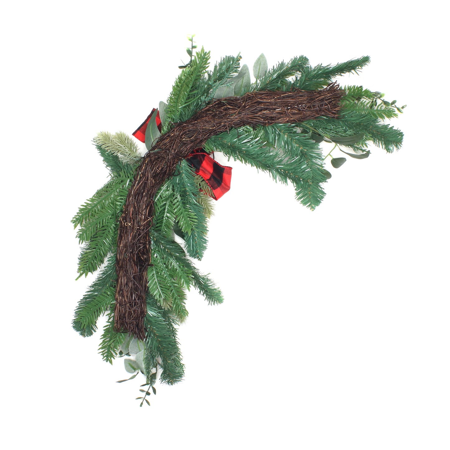 24 in. Mixed Pine and Bow Christmas Corner Swags