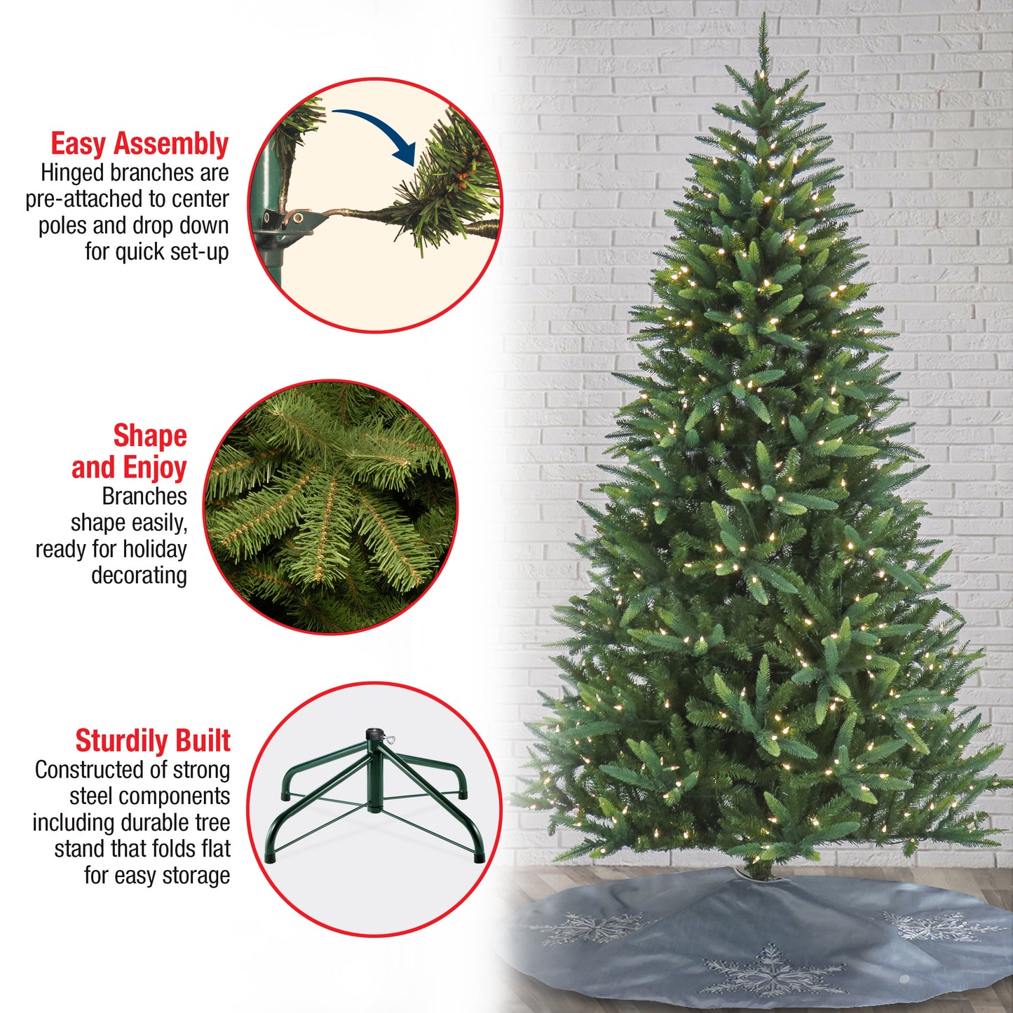 7.5 ft. Pre-Lit Spada Pine Tree with LED Lights, Plug-In