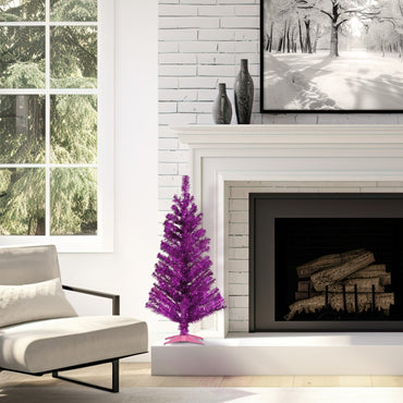 3 ft. Tinsel Collection Magenta Pink Tree