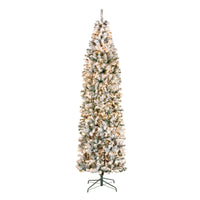 9 ft. Pre-Lit Acacia Flocked Slim Tree with Clear Lights