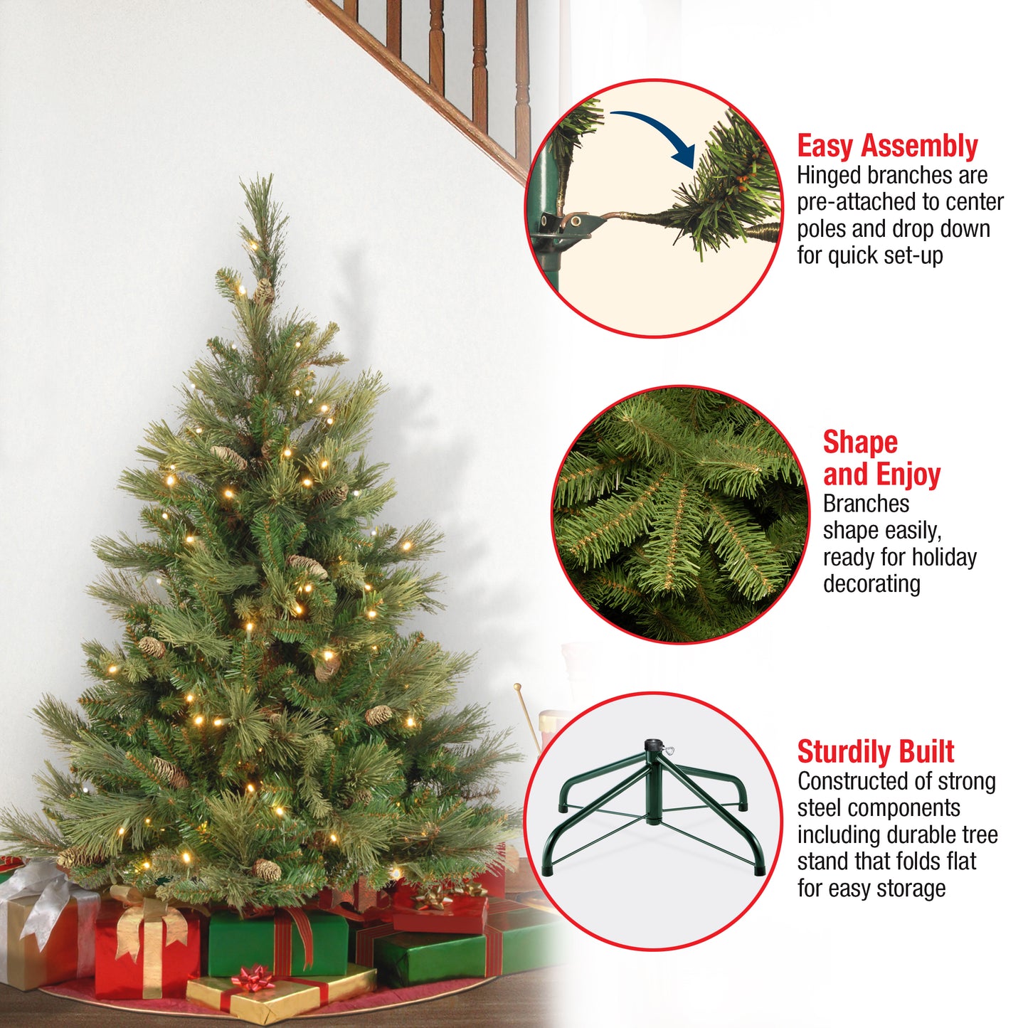 4.5 ft. Pre-Lit Carolina Pine Tree with Clear Lights
