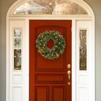 24 in. Pre-Lit Crestwood Spruce Wreath with Warm White LED Lights
