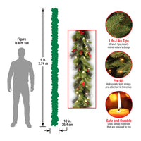 9 ft. Pre-Lit Crestwood Spruce Garland with LED Lights