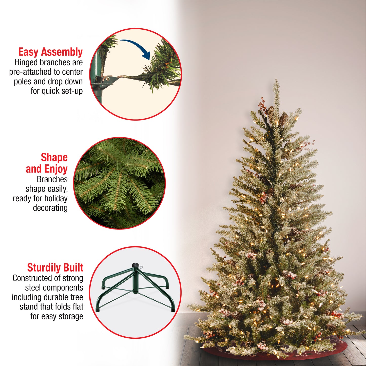 4.5 ft. Pre-Lit Dunhill Fir Slim Tree with Clear Lights, Plug-In