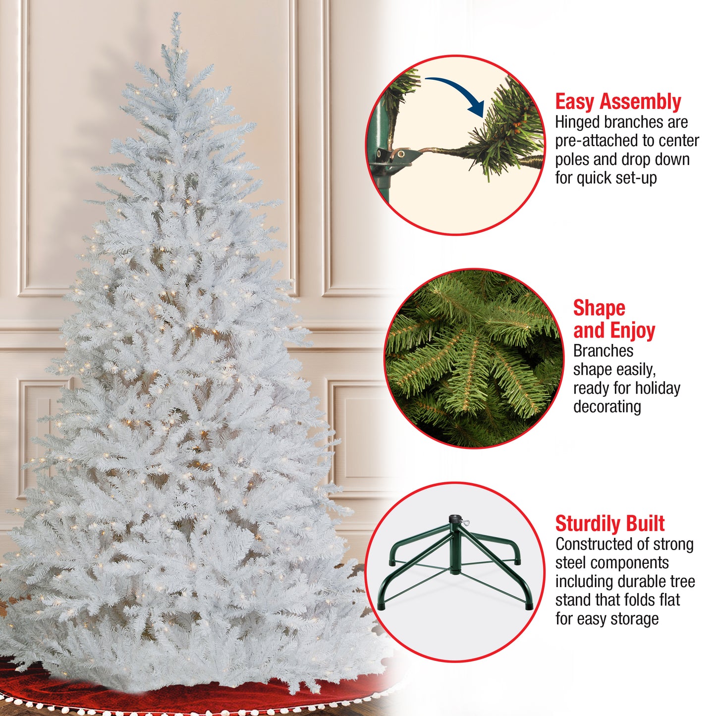6.5 ft. Pre-Lit Dunhill Fir White Tree with Clear Lights