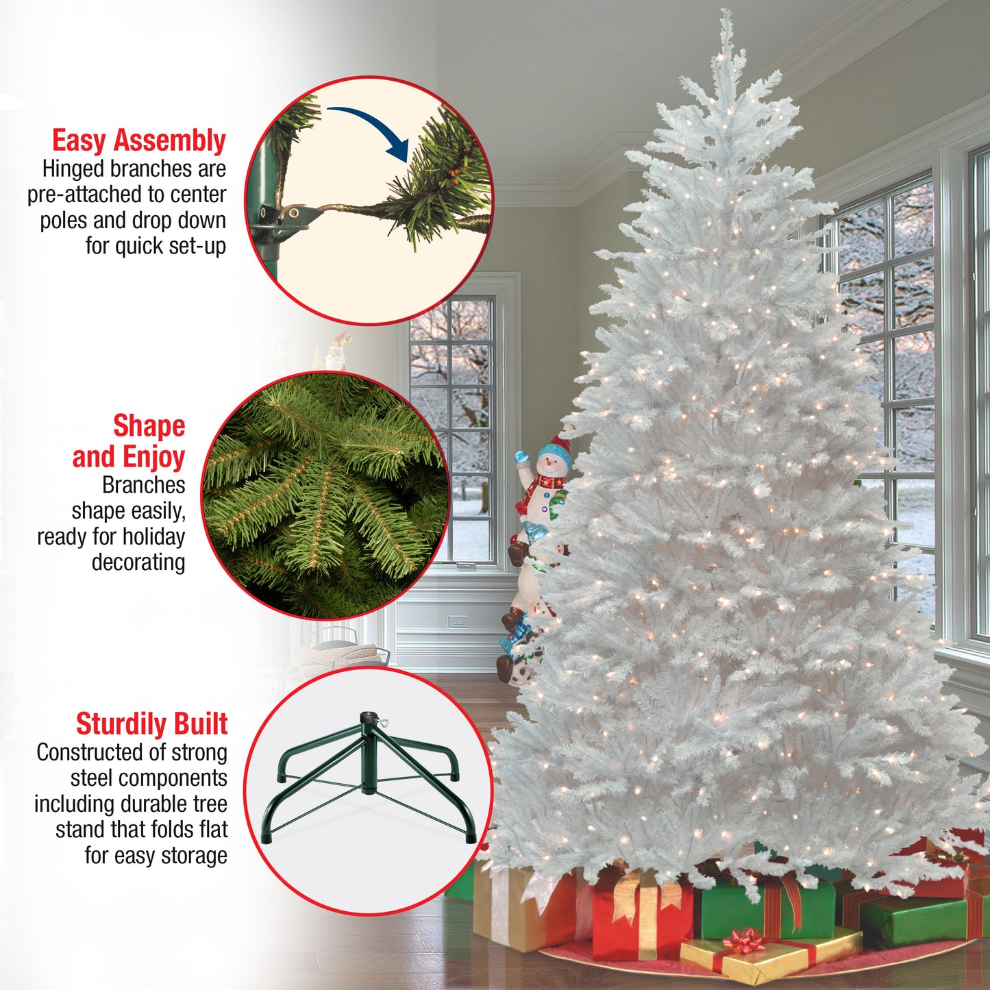 7 ft. Pre-Lit Dunhill Fir White Tree with Clear Lights