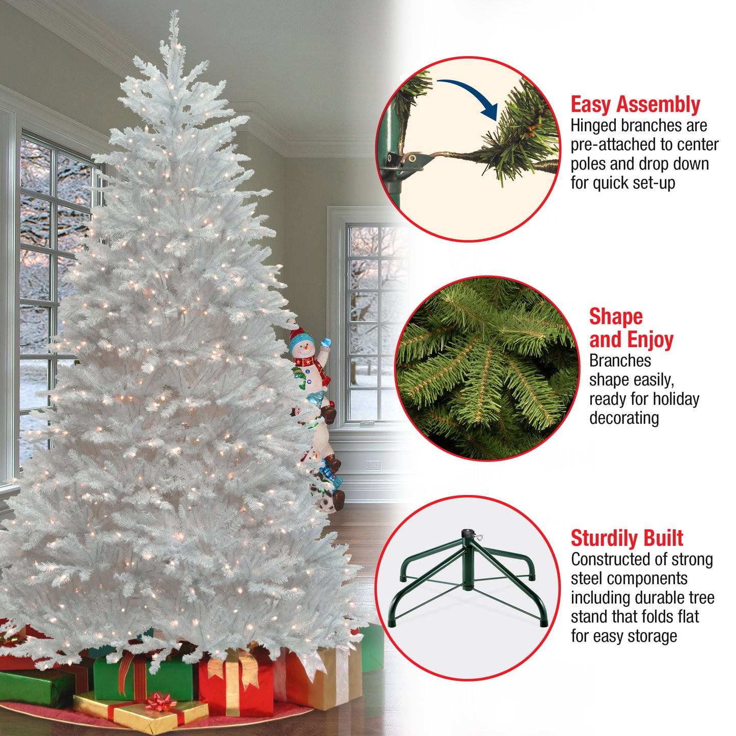 9 ft. Pre-Lit Dunhill Fir White Tree with Clear Lights