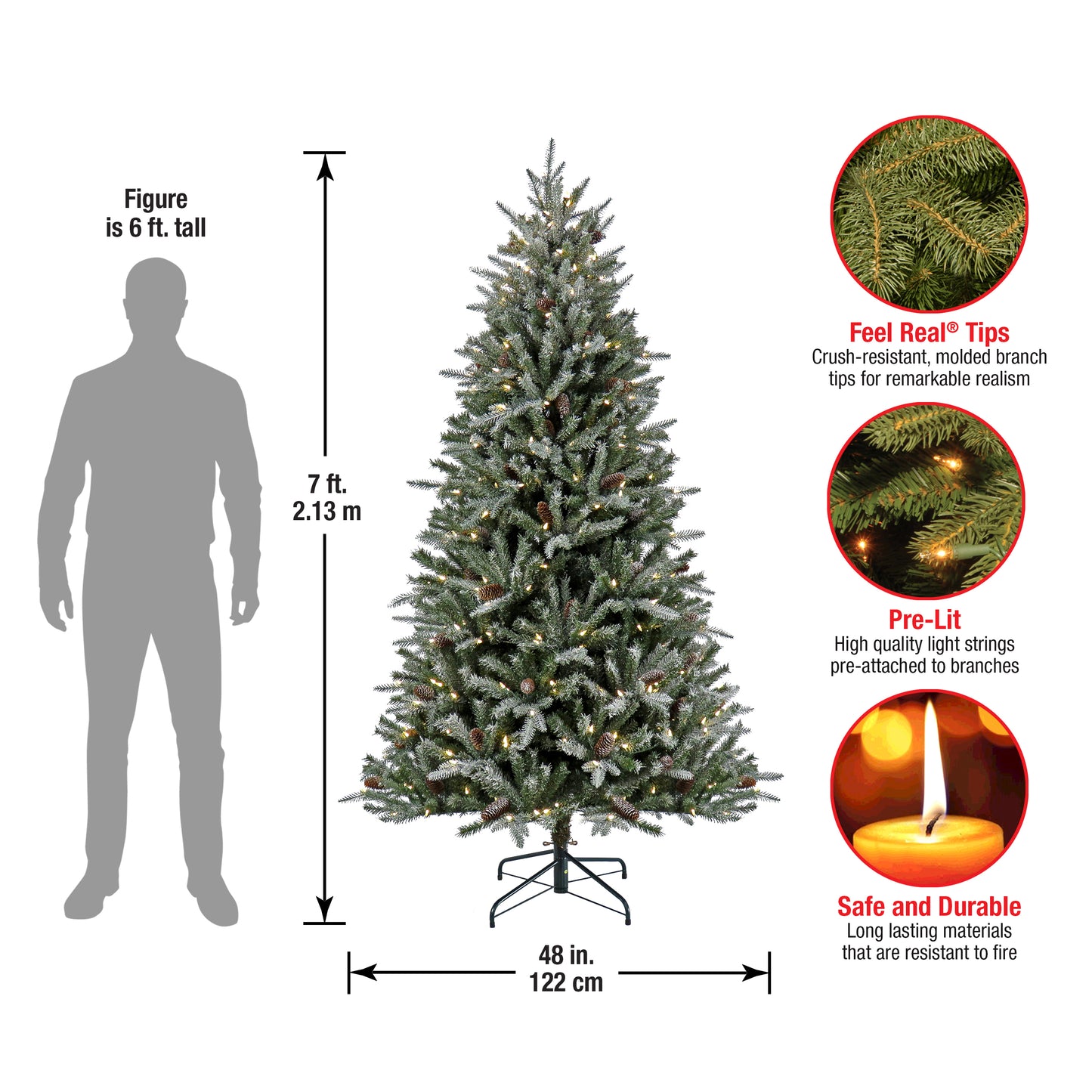 7 ft. Pre-Lit Snowy Olallie Pine Tree with LED Lights, Plug-In