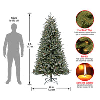 7 ft. Pre-Lit Snowy Olallie Pine Tree with LED Lights, Plug-In