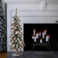 3 ft. Pre-Lit Snowy Downswept Forestree Tree with Clear Lights