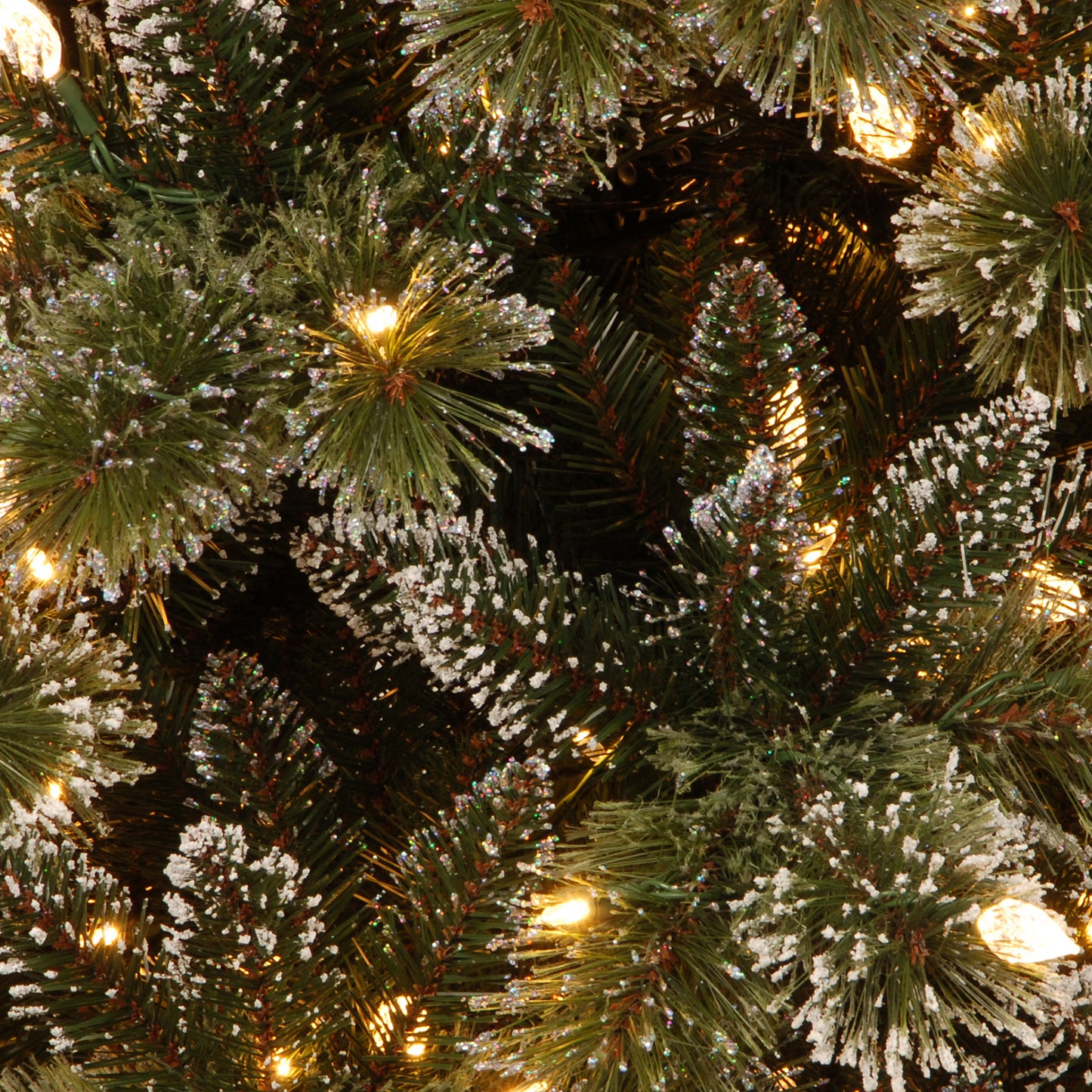 24 in. Pre-Lit Glittery Bristle Pine Wreath with Warm White LED Lights, Plug-In