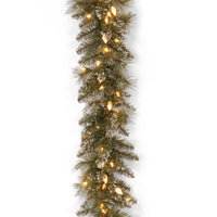 9 ft. Pre-Lit Glittery Bristle Pine Garland with Warm White LED Lights, Plug-In