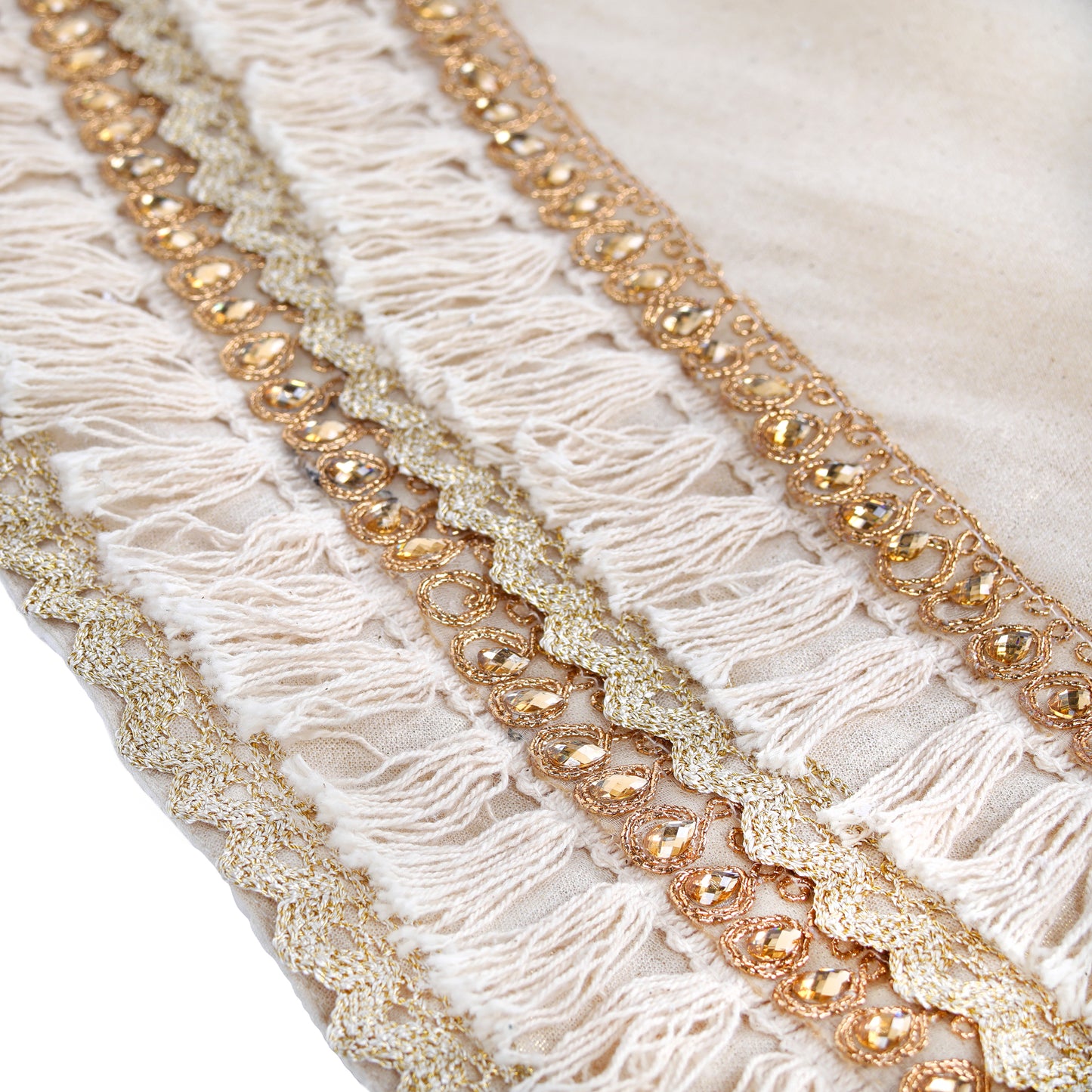 52 in. HGTV Home Collection Fringe Detail Tree Skirt, Off White
