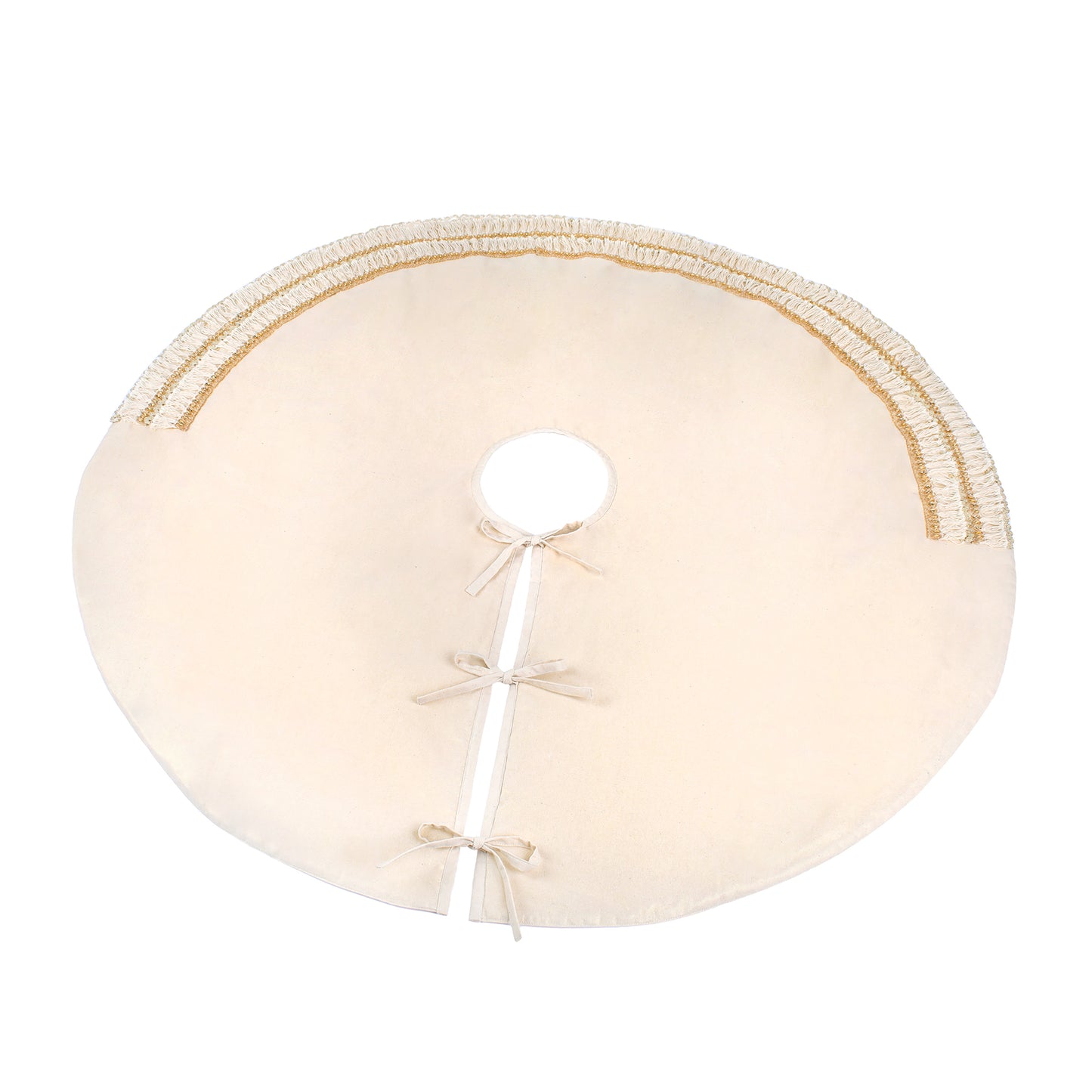 52 in. HGTV Home Collection Fringe Detail Tree Skirt, Off White