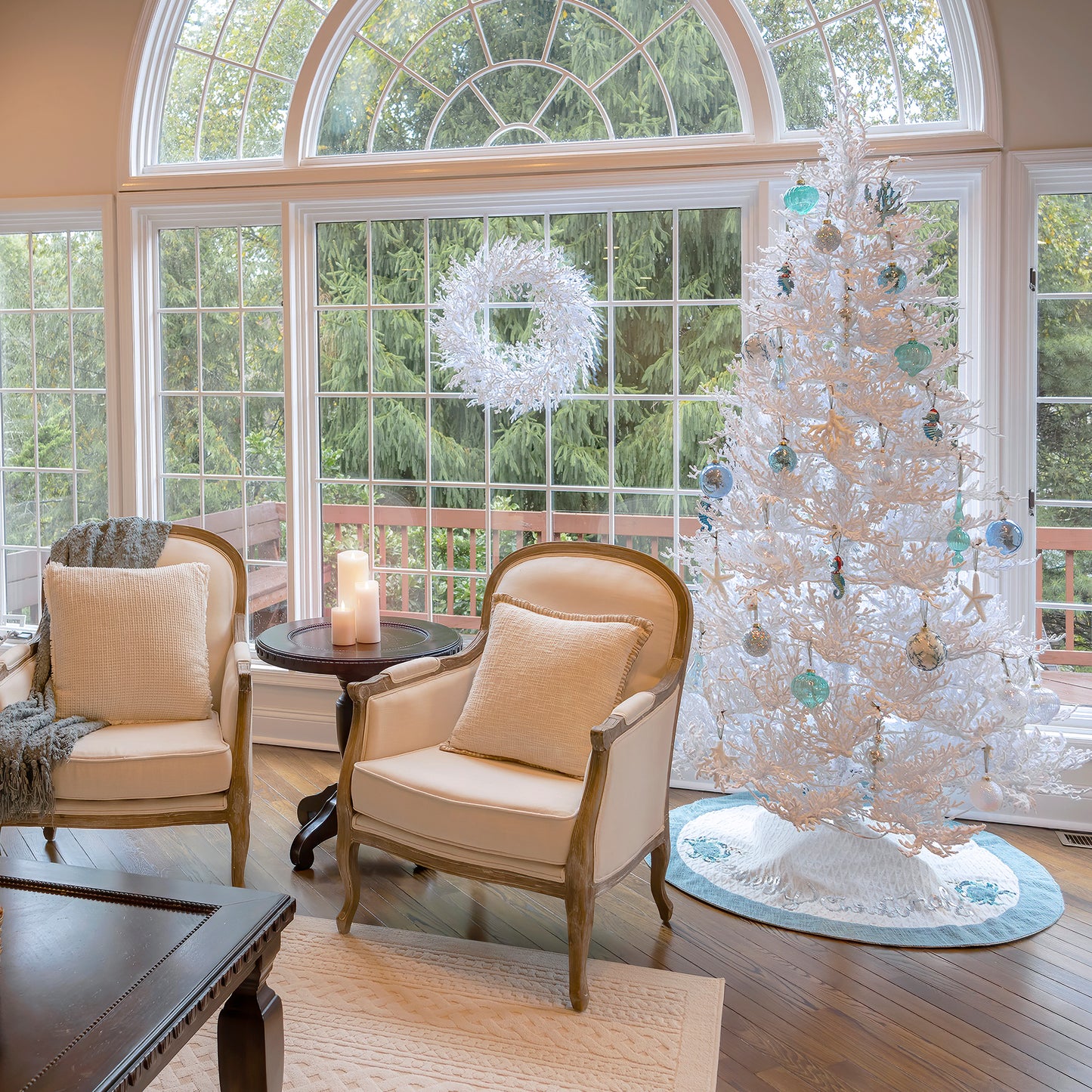 52 in. HGTV Home Collection Embroidered Coastal Colors Tree Skirt